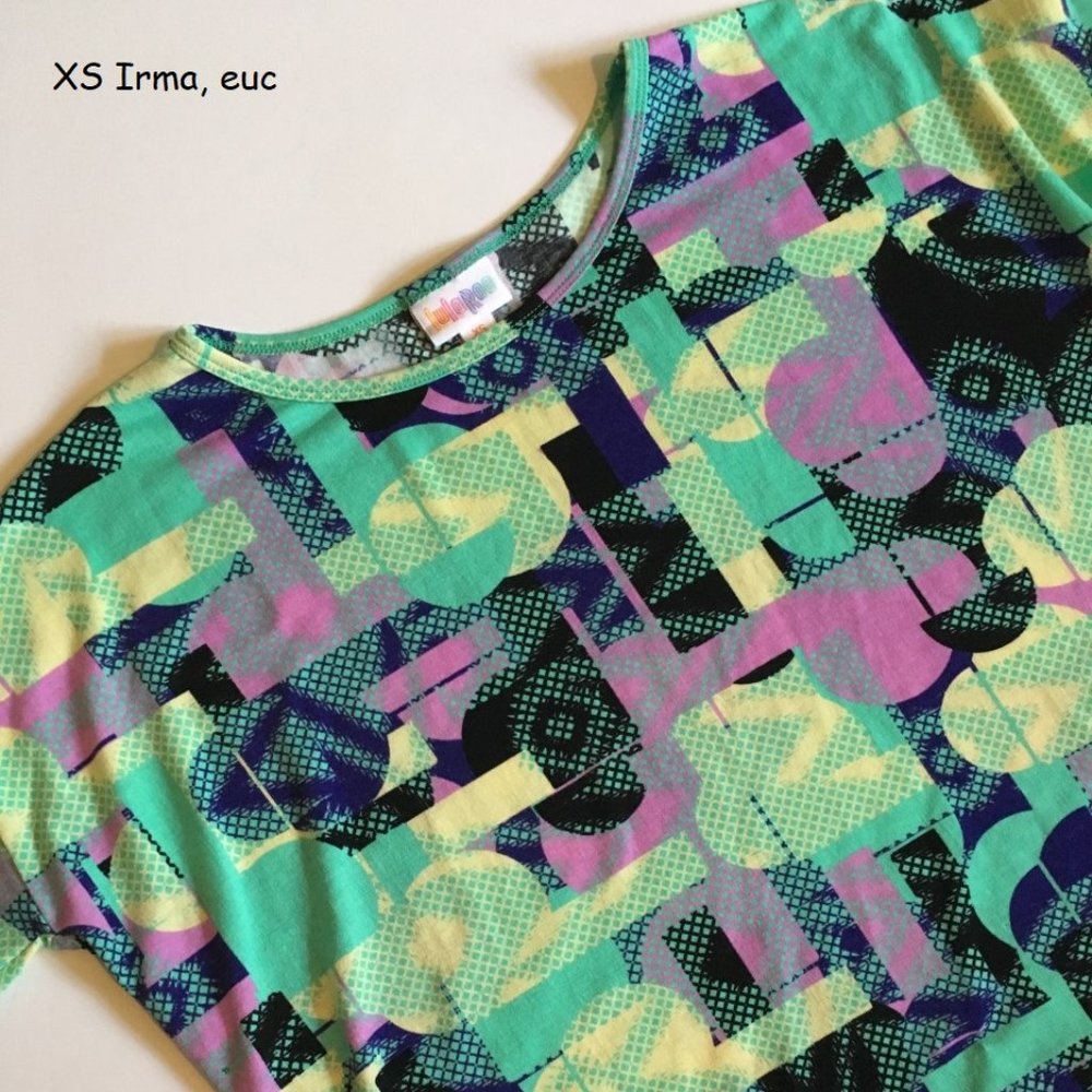 XS Lularoe Irma oversized tunic, green purple